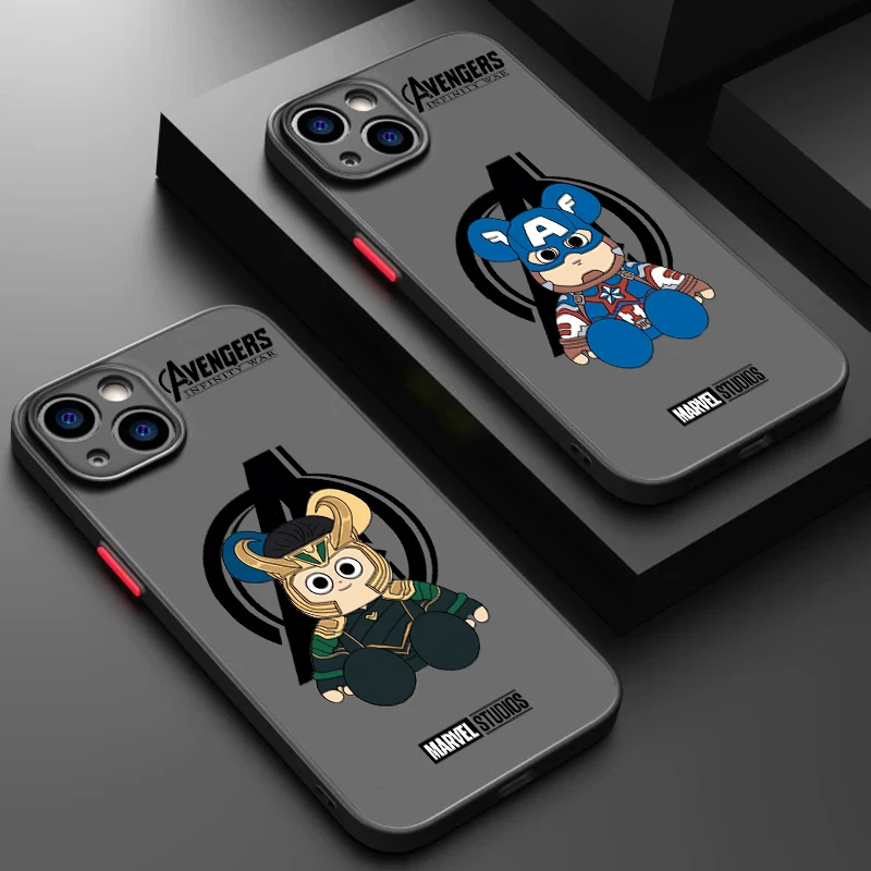 Marvel Heroes Cute Cartoon Frosted Translucent For Apple iPhone 16 15 14 13 12 11 XS XR X Pro Max Plus Mini Soft Phone Case