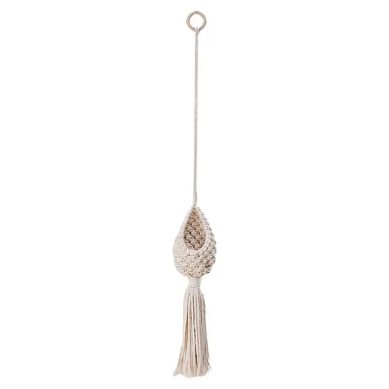 แขวนผนังตะกร้า Boho ห้องครัวผักกระเป๋าเชือกฝ้ายโครเชต์ผลไม้สําหรับห้องนอนห้องนั่งเล่นห้องน้ํา