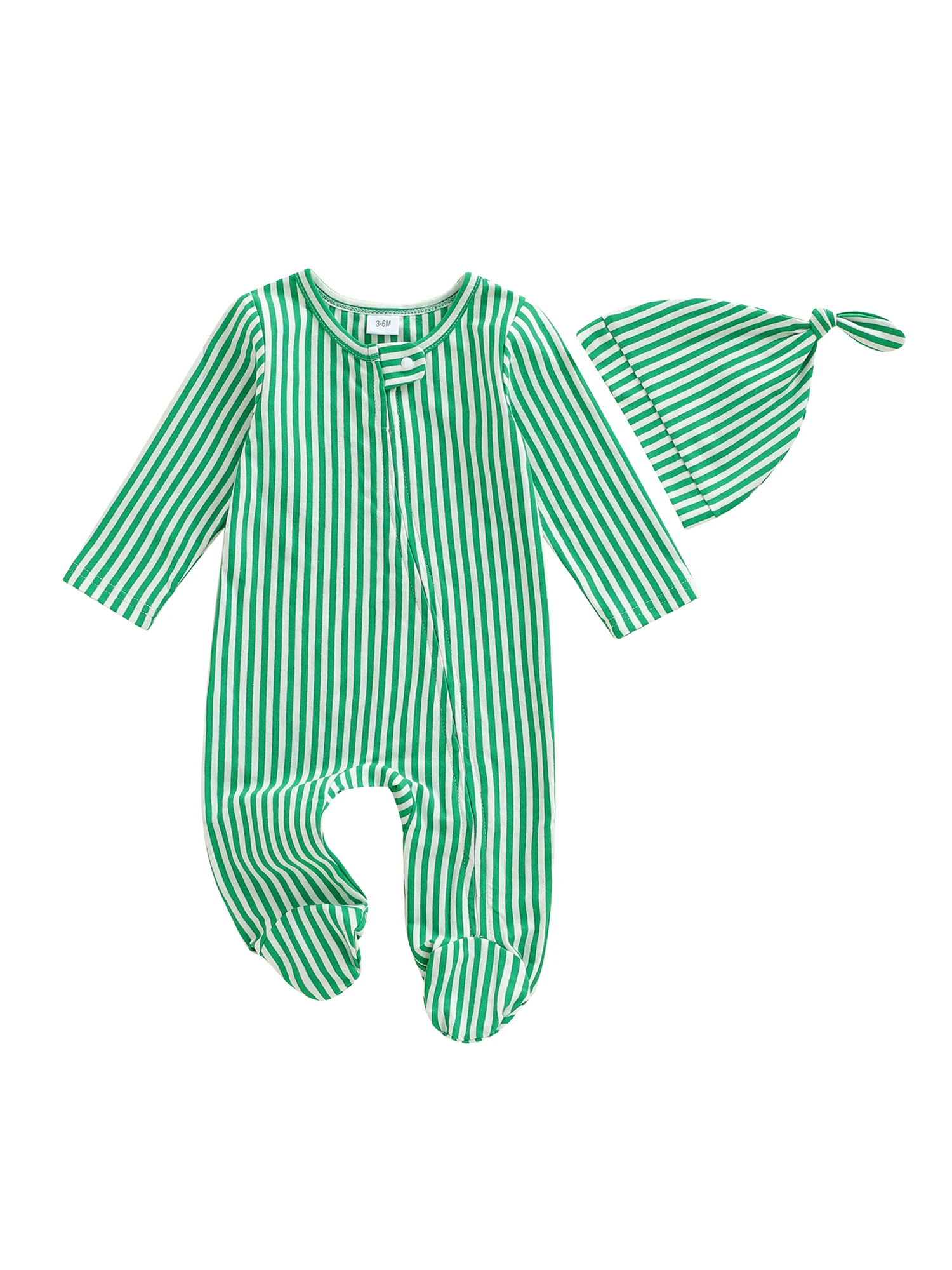 

Adorable Baby Set with Coordinating Beanie Infant Striped Print Outfit Zip Up Romper Newborn Bodysuit for Boys and Girls