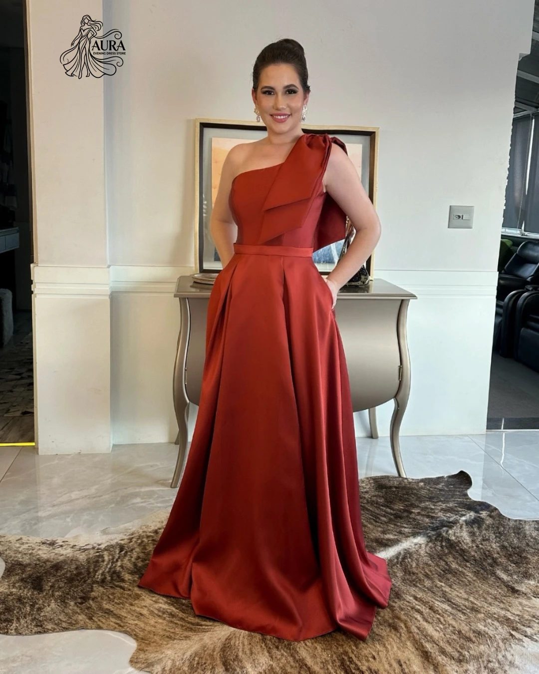 

Aura Satin Evening Dresses 2026 Luxury Women's Elegant Party Dress 2026 Woman A Word Long Prom Dresses for Special Occasions