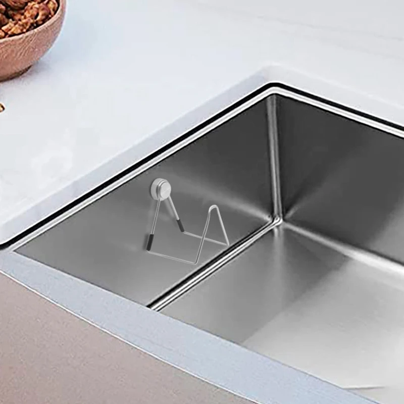 Magnetic Sponge Holder for Kitchen Sink Stainless Steel Drain Rack Detachable Cleaning Cloth Shelf Dish Drainer