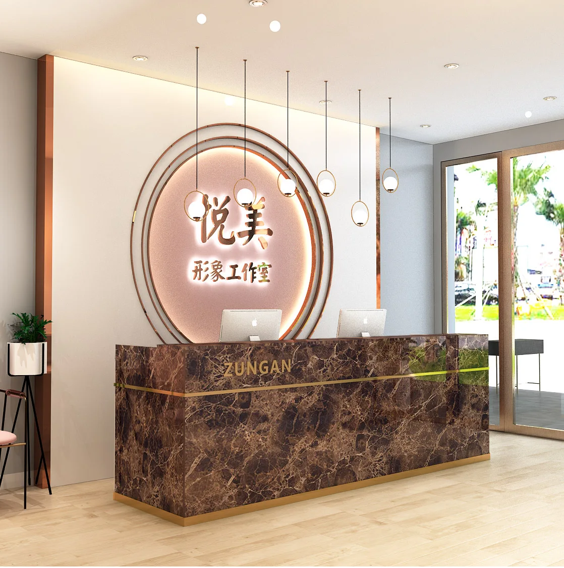 

*Modern U Shaped Front Desk Reception Counter Luxury Beauty Salon Reception Desk
