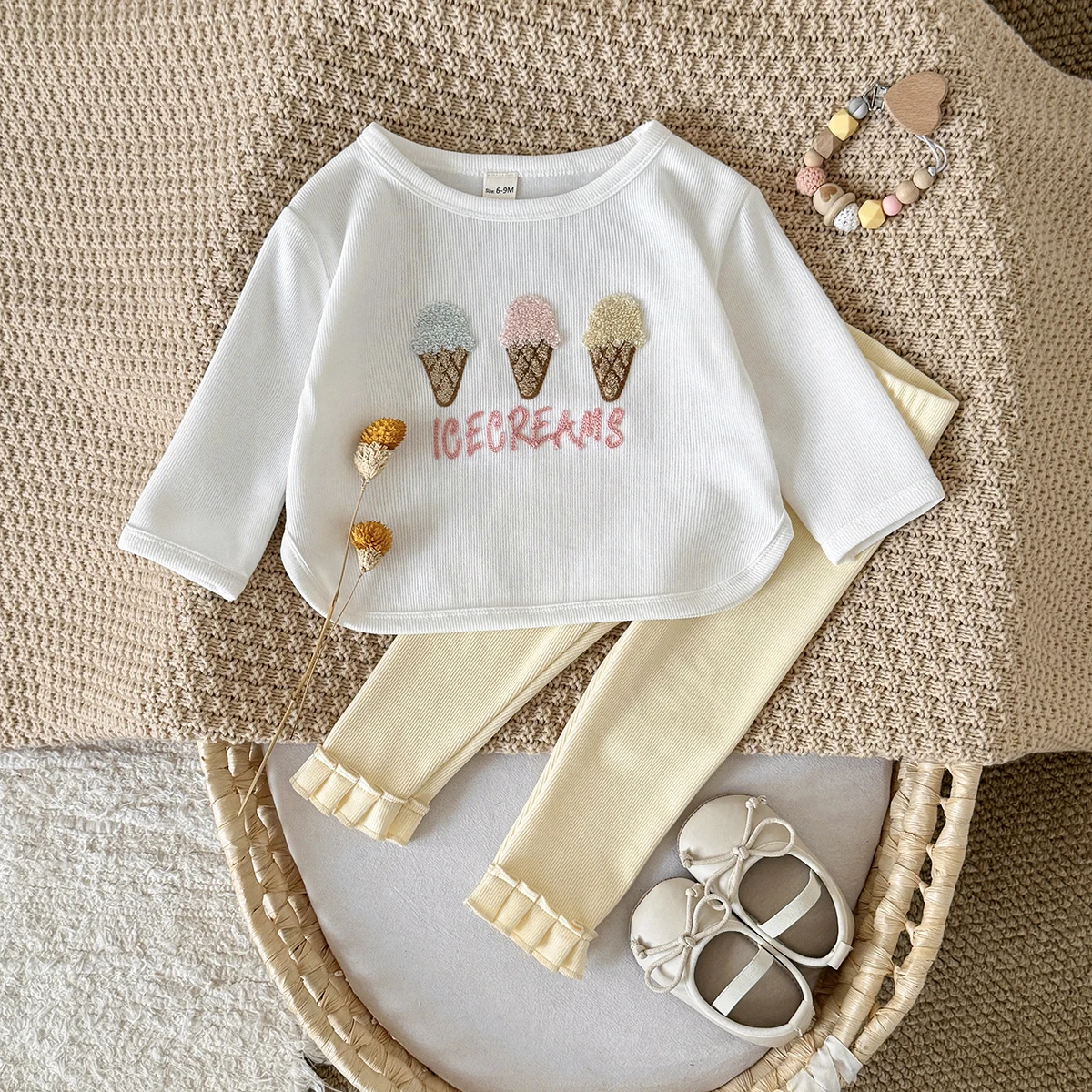 Autumn Toddler Baby Girls Outfit Three Sweet Tube Patchwork Long Sleeve Sweatshirt Elastic Waist Pants Spring Baby Sets