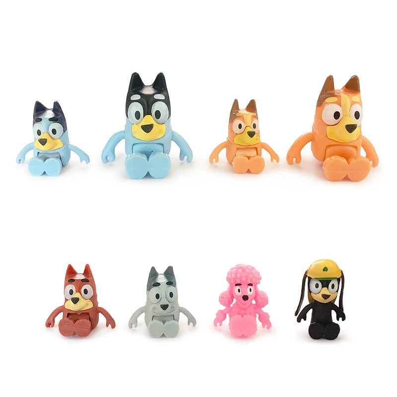 Bluey Bingo Anime Figure Toys 8Pcs/Set Cute PVC Movable Joints Action Figure Model Dolls Kids Birthday Decoration Toy Gifts