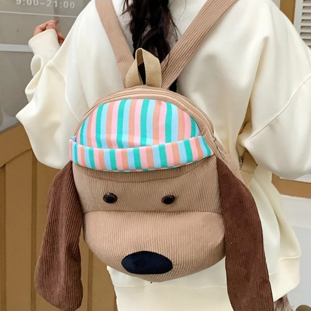 Creative Versatile Cartoon Backpack Fluffy Soft Dog Knapsack Large Capacity Furry Students School Bag Birthday Gift