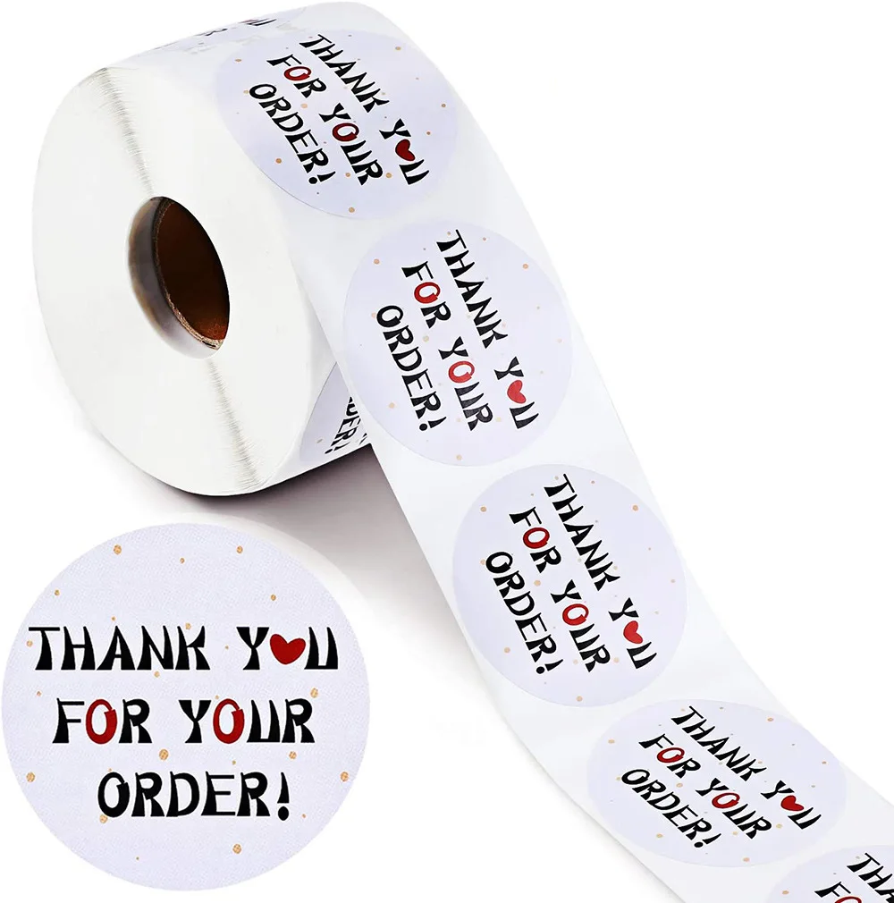 100-500pcs Thank You Stickers Handmade Sticker Circle Stationery thank you for your order Seal Labels thank you sticker 1inch