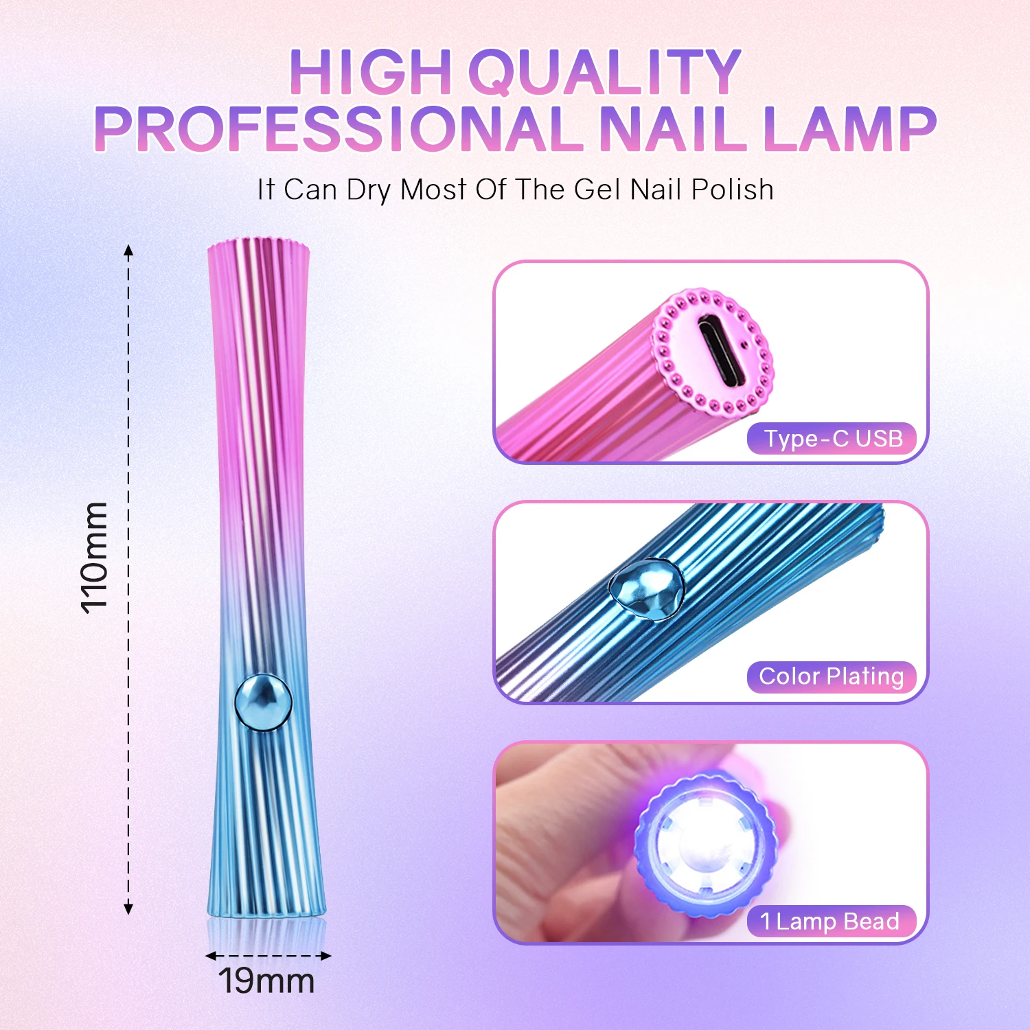 Handheld Nail Lamp Mini UV Led Nail Dryer For Curing All Gel Polish Rechargeable Quick Drying Manicure Light Nail Flashlight