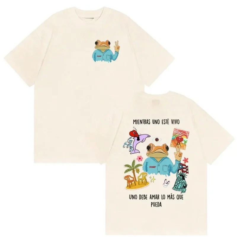 Camiseta del álbum 2026 del rapero Bad Bunny Mientras Uno Está Vivo para Hombre y Mujer, Camiseta de Algodón Oversize de Alta Calidad y Moda