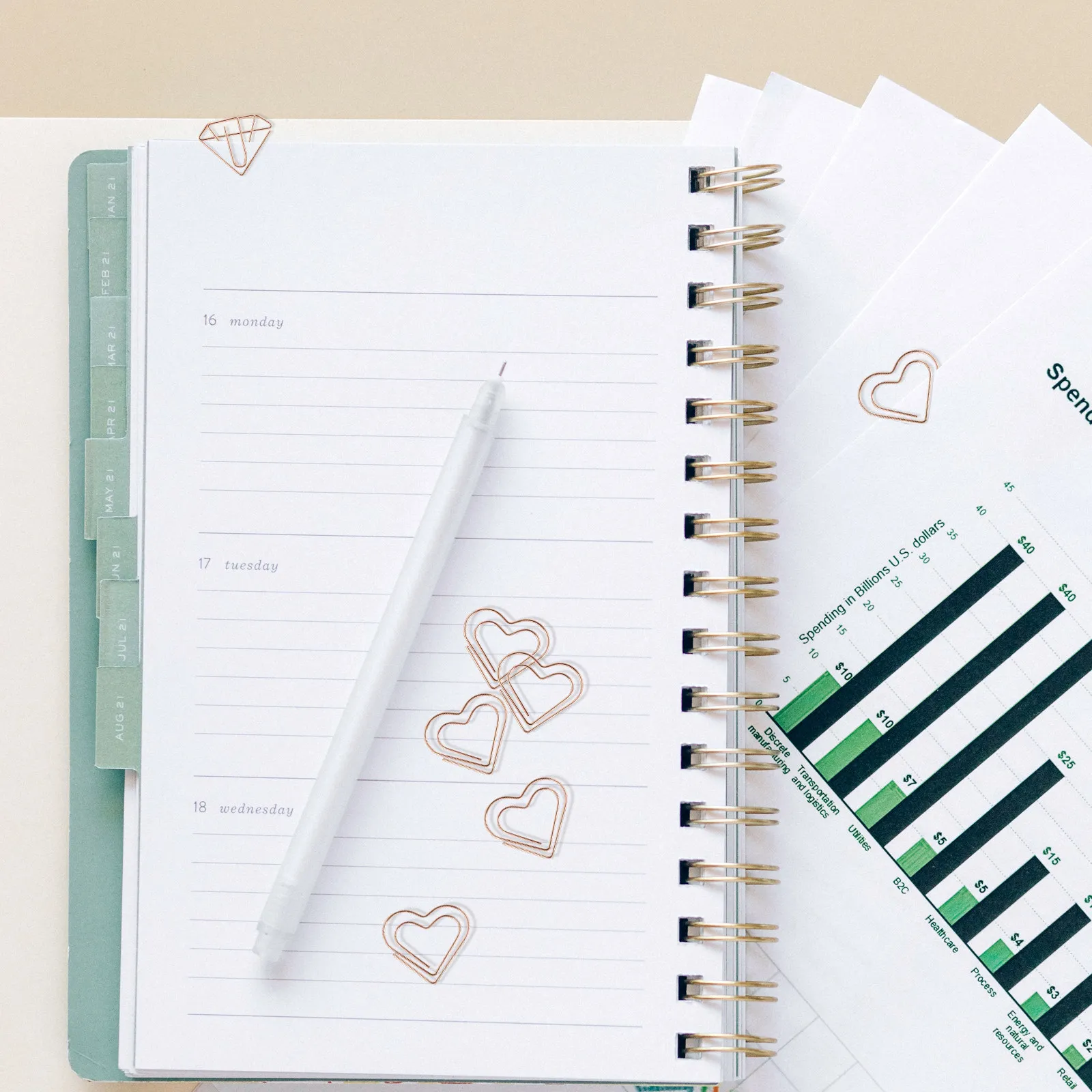 

30Pcs Metal Paper Clips Set Heart Diamond Envelope Shape Small Decorative Office School Home Document Organizer Fun Colored