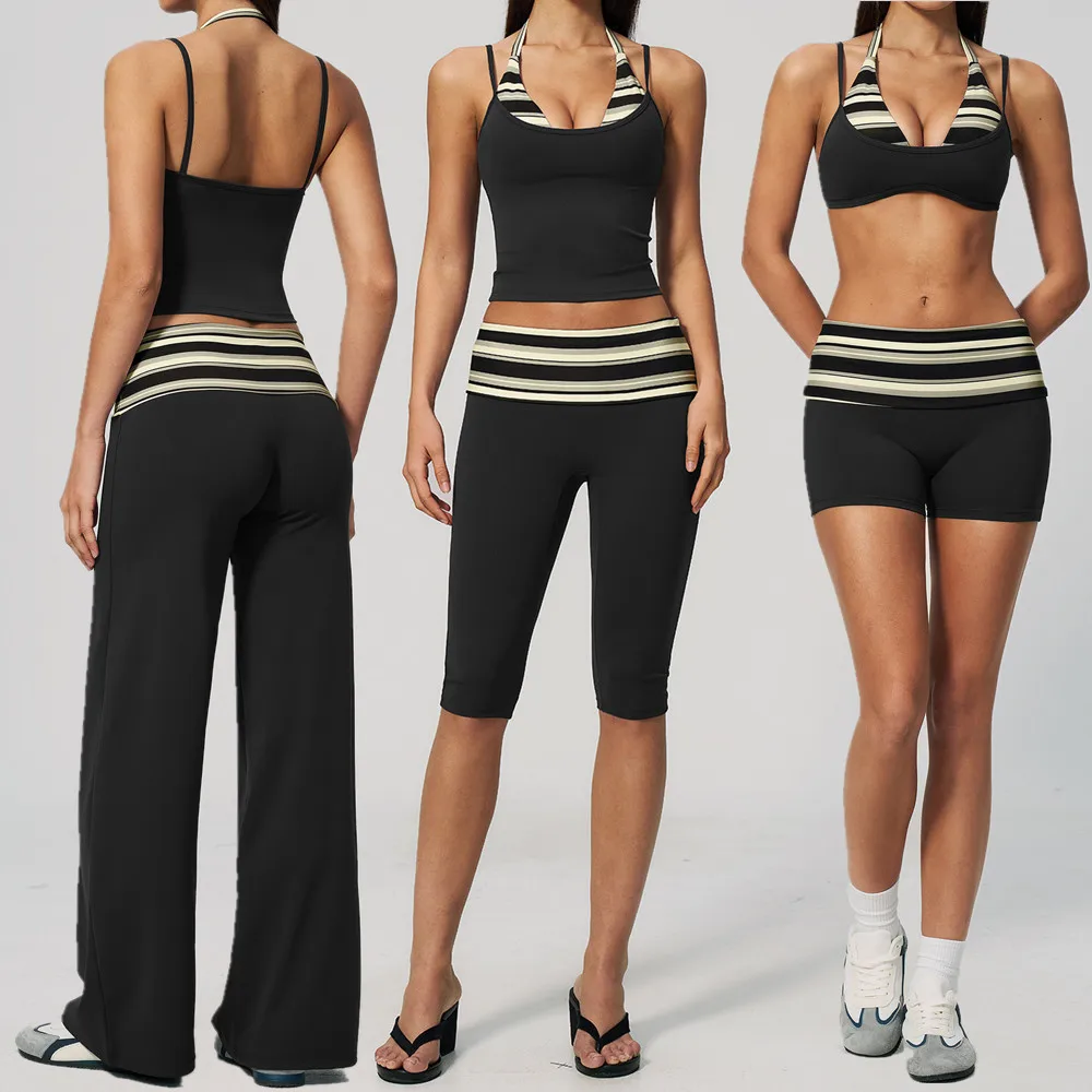 2PCS Fitness Yoga Set Women Tracksuit Sports Bra Outfit Shorts Workout Legging Female Running Capri Pant Gym Athletic Wear XP203