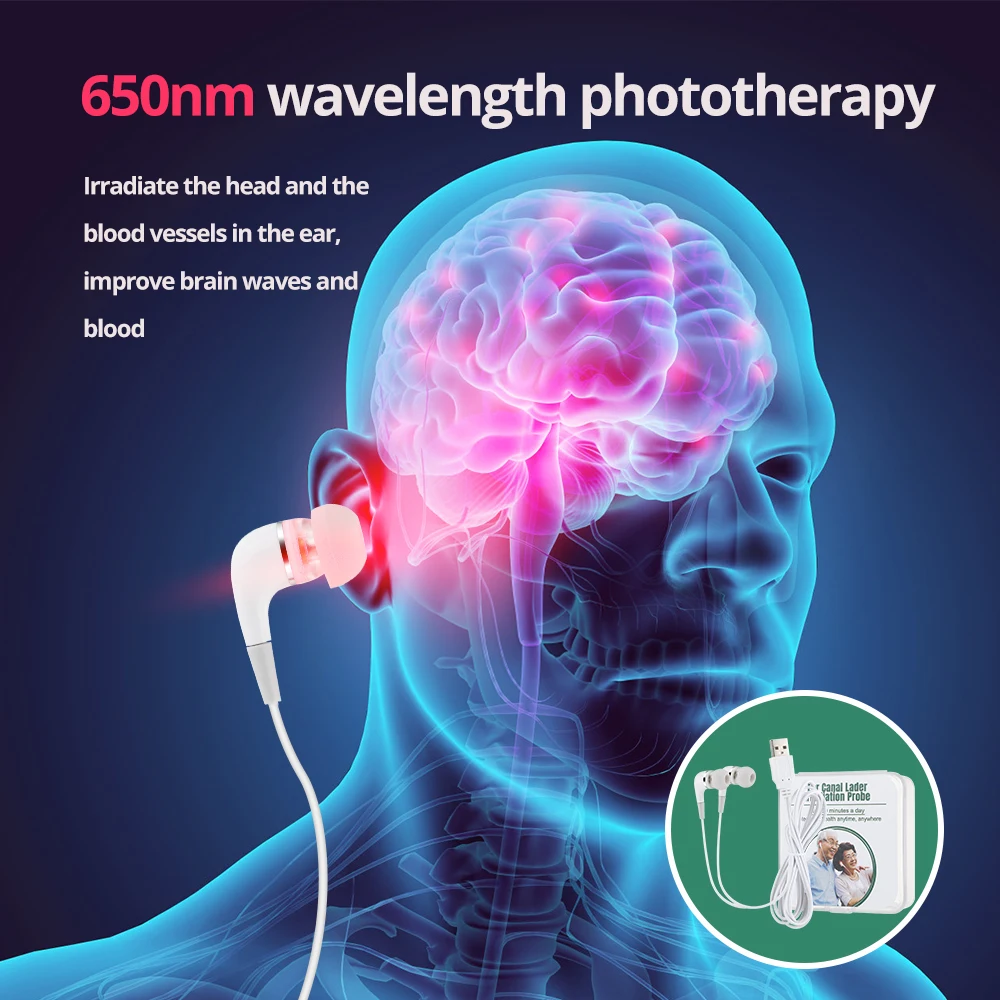 Tinnitus Ear Laser Therapy LLLT Irradiation Laser Physiotherapy Earplug Otitis Media Deafness Diabetes Hypertension Treatment