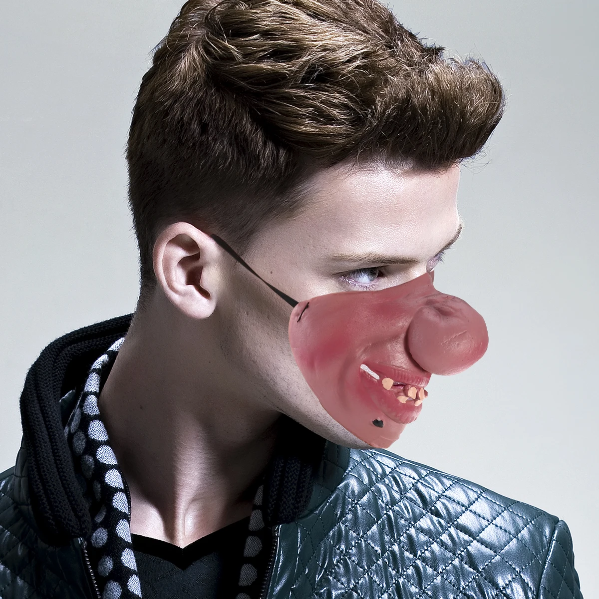 

1 Unit Half Face Mask Latex Funny Scary Look Halloween Party Costume Big Nose Creepy Atmosphere Creator Half Face Mask