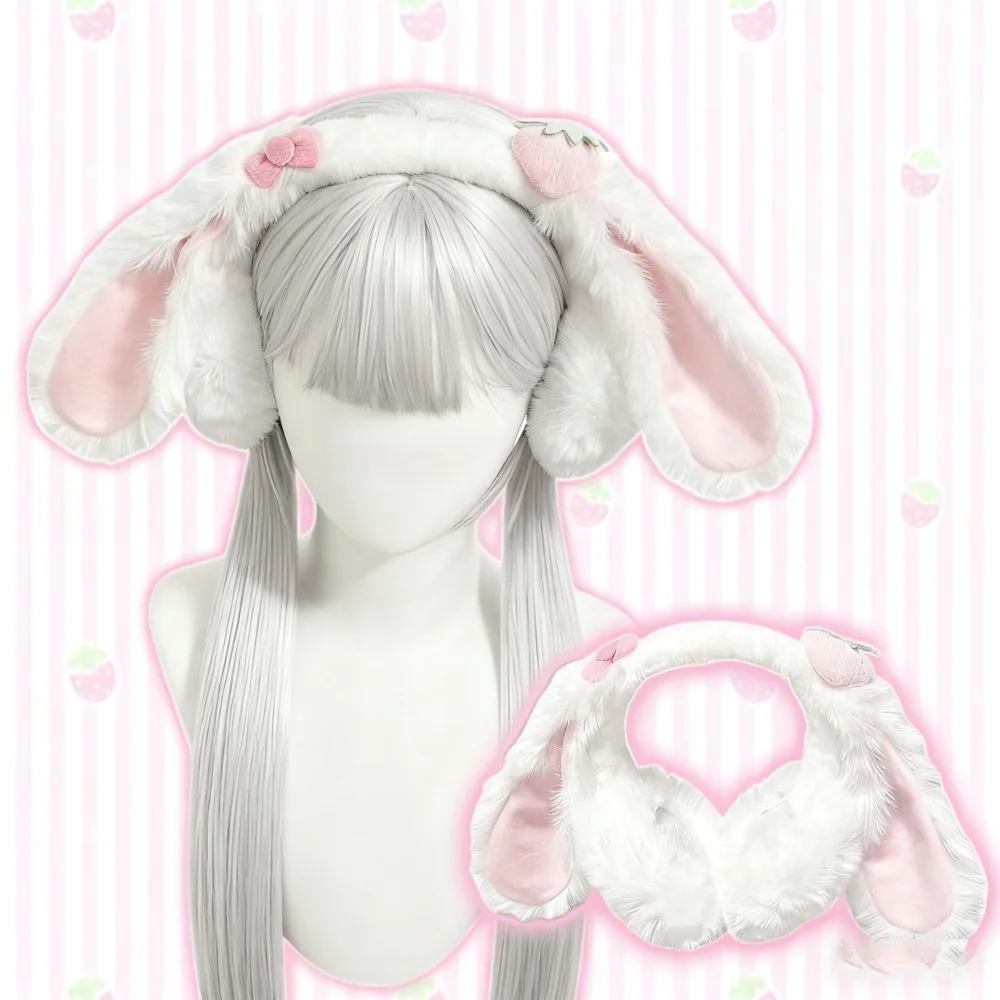 Harajuku اليابانية Bowknot أفخم غطاء للأذنين الأرنب الشعر هوب الدانتيل فروي لوليتا آذان أرنب عقال لطيف الأذن أغطية الرأس عرض كوميدي #3