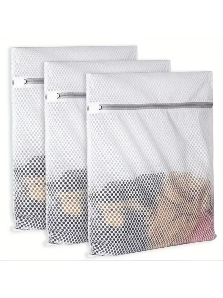 White Durable Honeycomb Mesh Laundry Bags for Delicates - Premium Reusable Net Fabric Wash Bag for Garments, Breathable Wash Bag