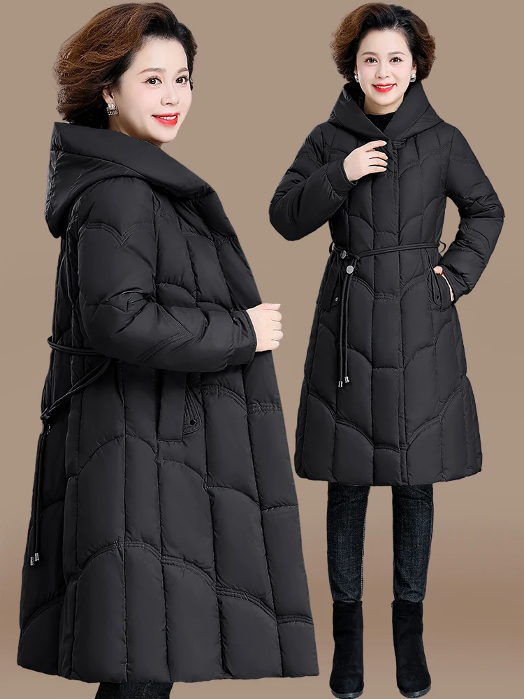 

Sli Mid-Length down Cotton Jaet for Women Middle-Aged And ly Faionable Autumn Winter Clothes Korean Sle Zipper
