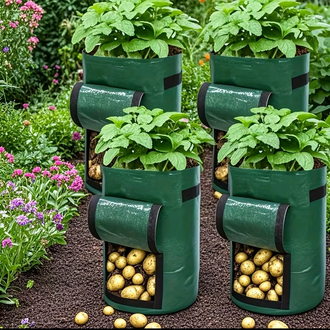 4Pcs Potato and Carrot Planting Tool, A New Way to Grow Plants on Your Balcony, Planting Bags, Breathable Seedling Bags.