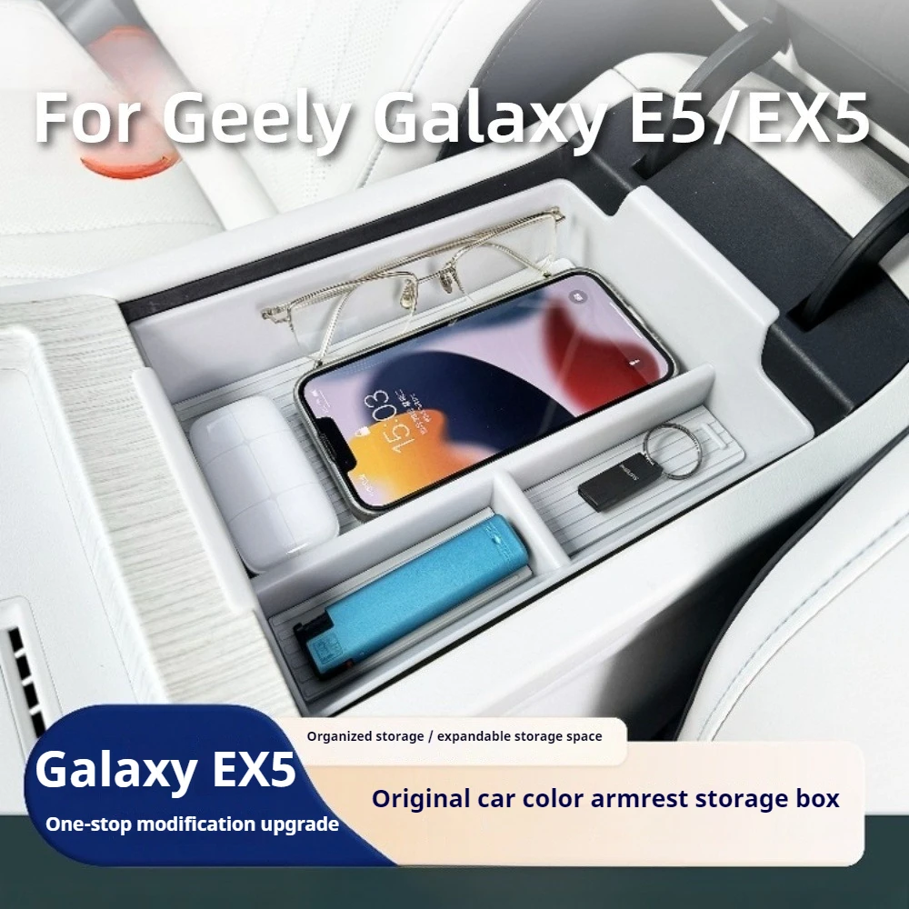 For Geely Galaxy E5/EX5 Car Center Console Armrest Box Original Color Storage Box Interior Main Driver Armrest Box Grid Divider
