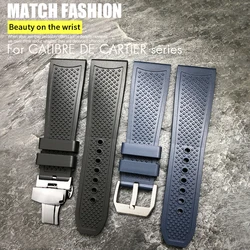 Rubber Silicone Watchband 23mm 24mm 22mm 21mm 20mm for Cartier Calibre London Tank Santos Soft Waterproof Watch Strap Bracelets