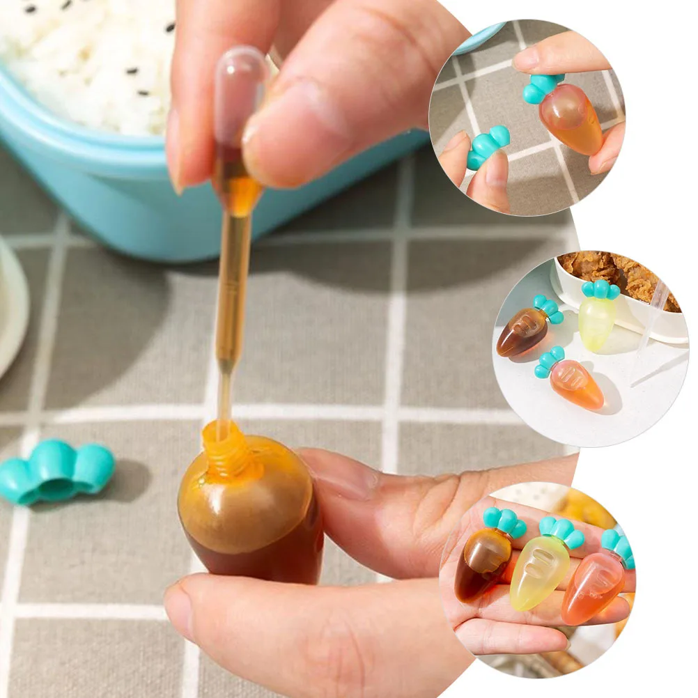 

9pcs Carrot Shape Sauce Containers Cute Mini Condiment Jars For Travel Picnic Outdoor Kitchen Use Portable Seasoning Boxes