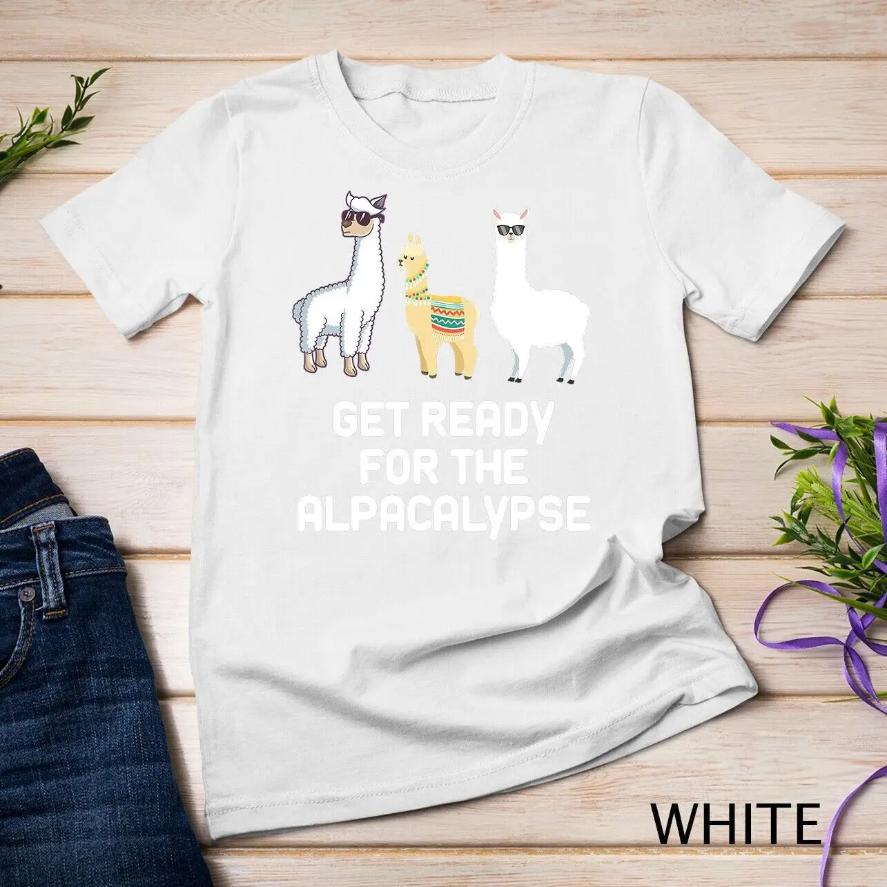 Funny Alpaca Get Ready for Alpacalypse Pun Punny Unisex Graphic T-shirt Woman Man Cartoon Casual Tshirt Creative Classic Tops