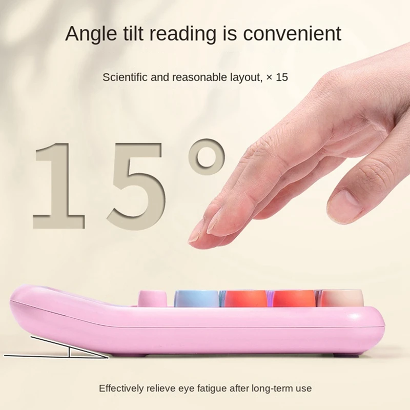 آلة حاسبة ميكانيكية ملونة للحلوى اللطيفة ، شاشة LCD كبيرة ، زر دائري كبير ، مناسب للمكتب والمدرسة