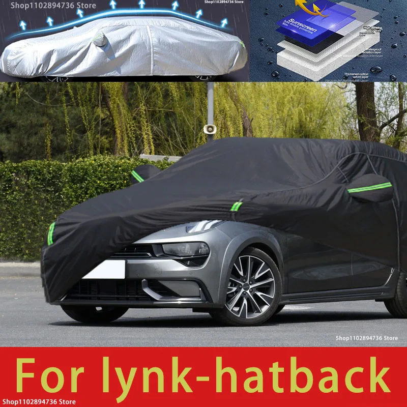 

For LYNK Hatback fit Outdoor Protection Full Car Covers Snow Cover Sunshade Waterproof Dustproof Exterior black car cover