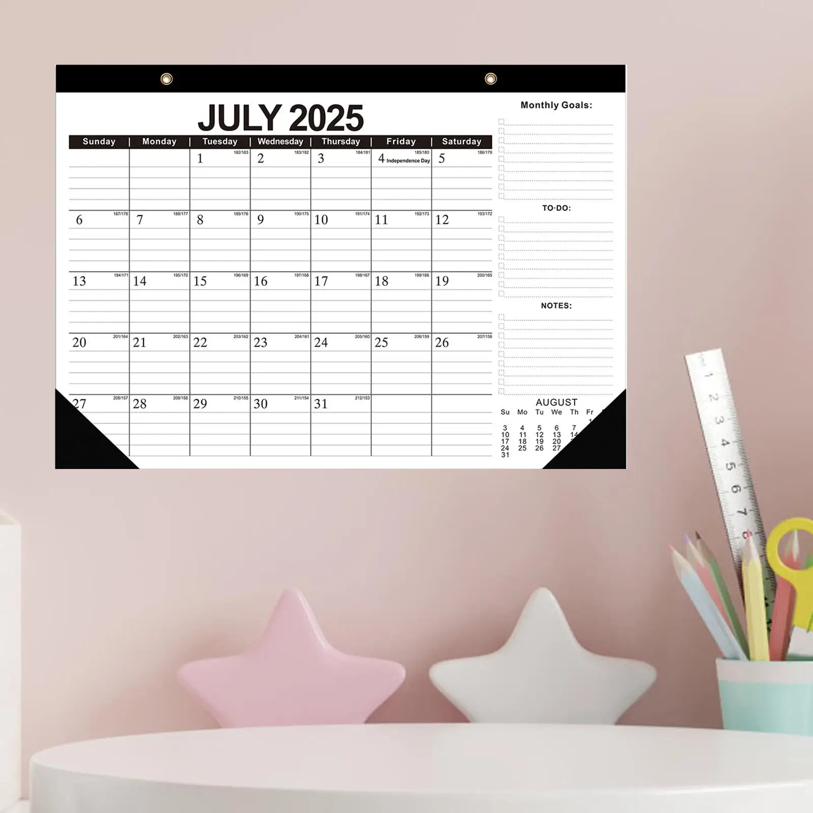 

Настольный календарь на 2025-2026, орнамент на 18 месяцев, подвесные отверстия, классный календарь для общежития, весеннего фестиваля, магазина, офиса, бизнеса