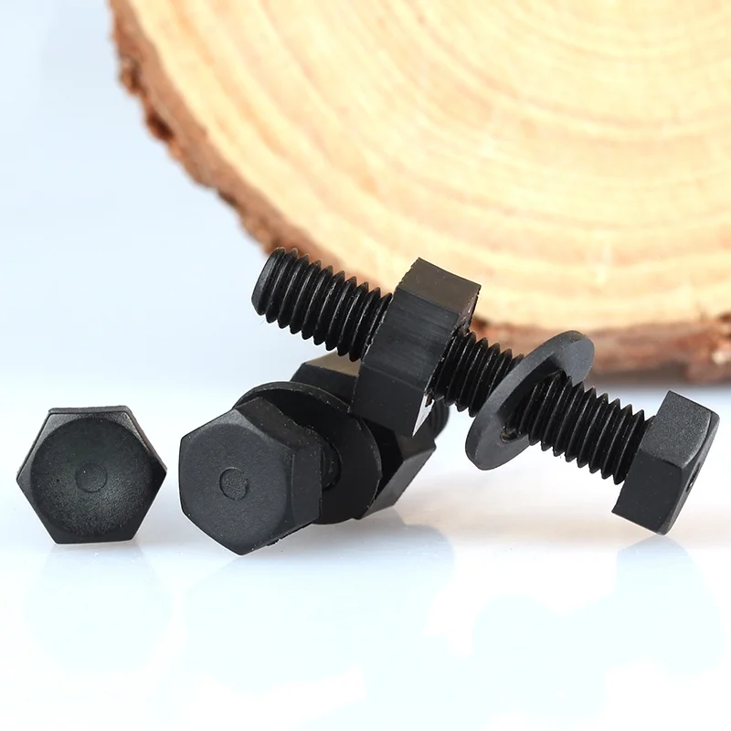 M3 M4 M5 M6 M8 M10 M12 الأسود النايلون الخارجي سداسية مسامير المكسرات غسالات متري الخيوط البلاستيك معزول البراغي مجموعة