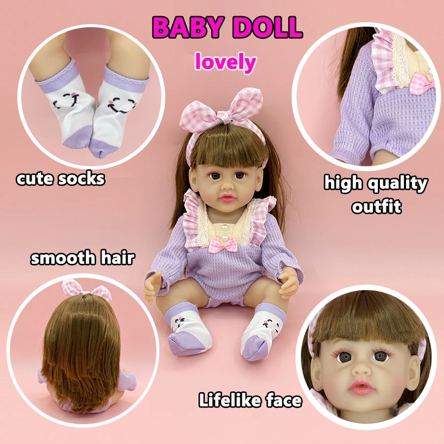 12in Lovely Reborn Dolls Fashion Clothes Outfits Moveble Body Lifelike Face Birthday Gift for Children Educational Toys for Girl