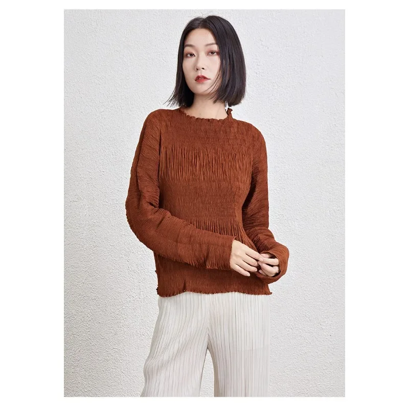 SMVP Elegant Women T-shirt 2025 Spring Spring New Solid Color Classic Long-sleeved Loose Blouse Korean Fashion Female Clothing