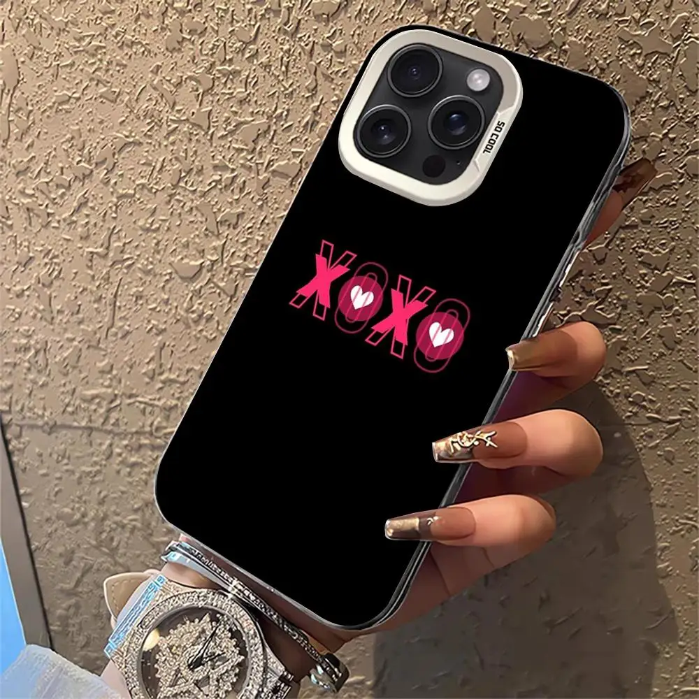 Fashion Xoxo pink girl COOL Phone Case White IMD Colorful Silver Suitable soft case for iPhone 16 15 14 13 12 11 XS Pro Max