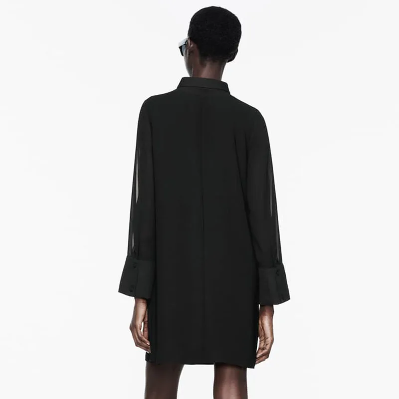 Nowa sukienka Hepburn Sle Bla z 2024 roku, półprzezroczysta, łączona, midi, damska, modna, długa, z okrągłym dekoltem.