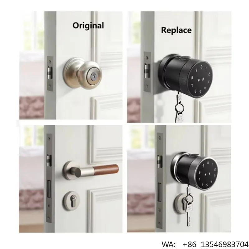 Usa Door Handle Alexa Biometric Fingerprint Keypad Digital Electronic Wifi Ttlock Smart Bedroom Round Knob Door Lock