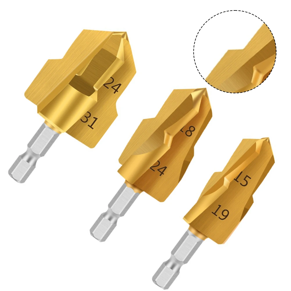 2 pz Codolo Esagonale PPR Trapano di Sollevamento Tubo Dell'acqua Strumento di Collegamento Titanio Rivestito Codolo Esagonale Step Drill Set Per Tubo Preciso