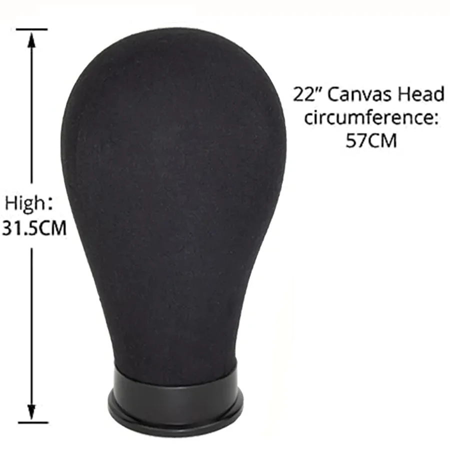 22 Inch black Mannequin Head With Stand Canvas Head Wig Model With Mount Hole For DlY Wig Making