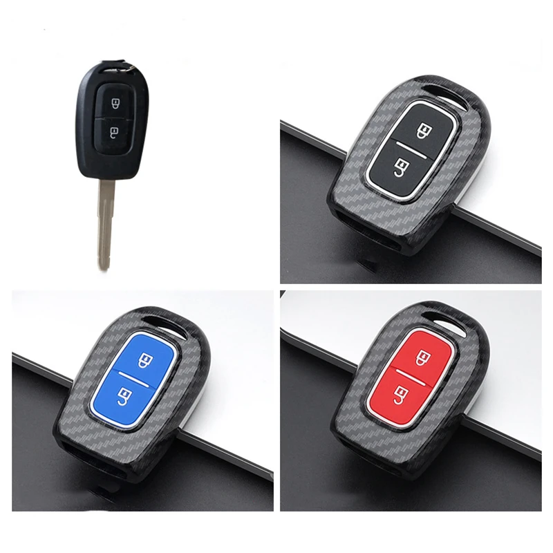 Carbon  Car Key Cover Case Holder for Renault Dacia Dokker Duster Logan Laguna Scenic Master Megane 2 Button Remote Key Cover