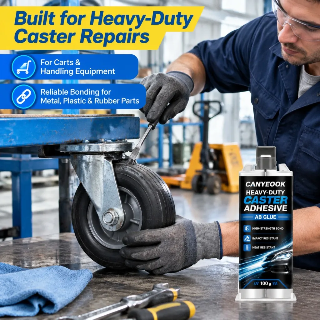 CANYEOOK Heavy Duty Caster AB Glue 100g High Strength Adhesive for Wheel Repair Metal Rubber Bonding