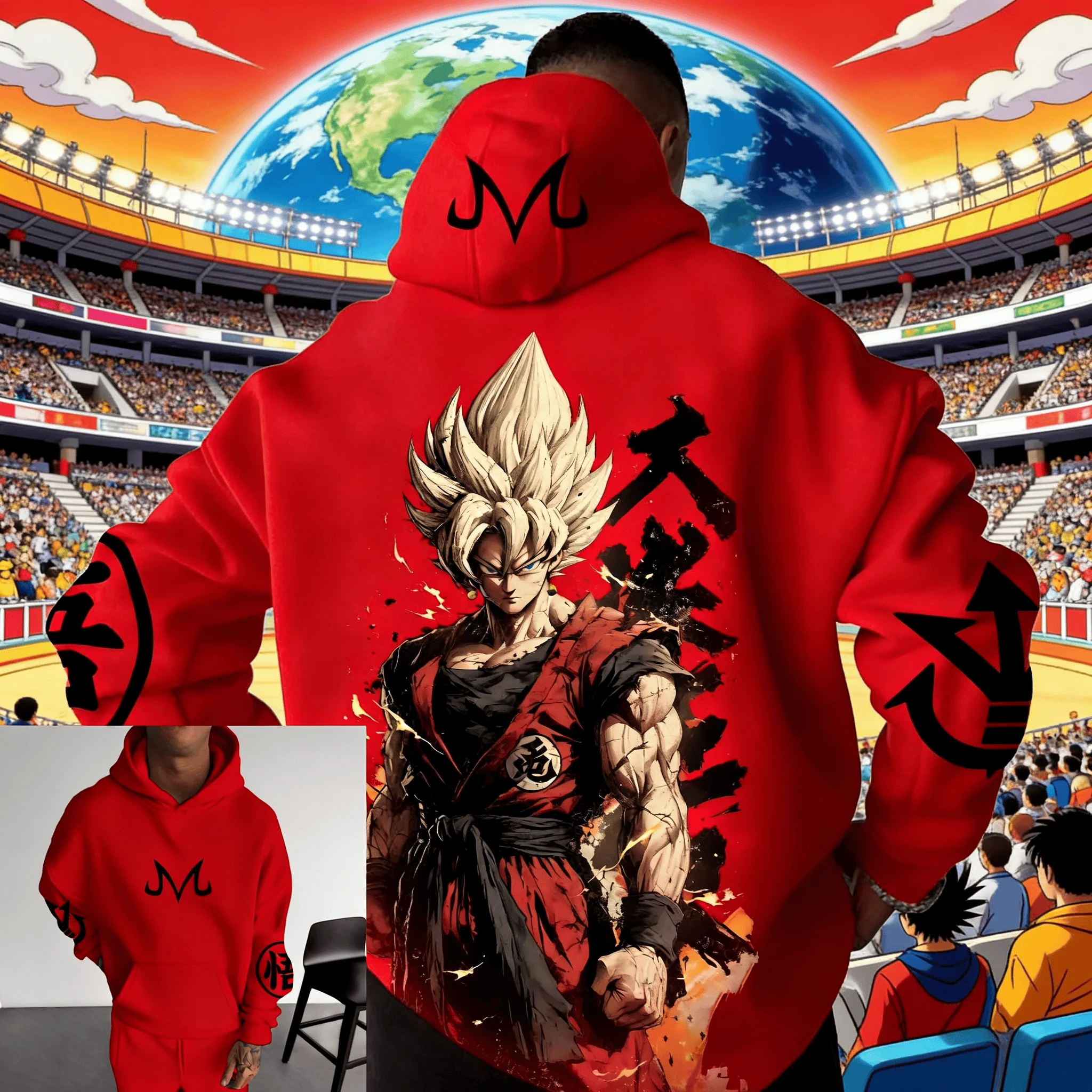 

2026 Dragon Ball Retro Oversized Hoodie Pure Cotton Men's Samurai Goku Print Sweatshirt Unisex Casual Vintage Anime Streetwear