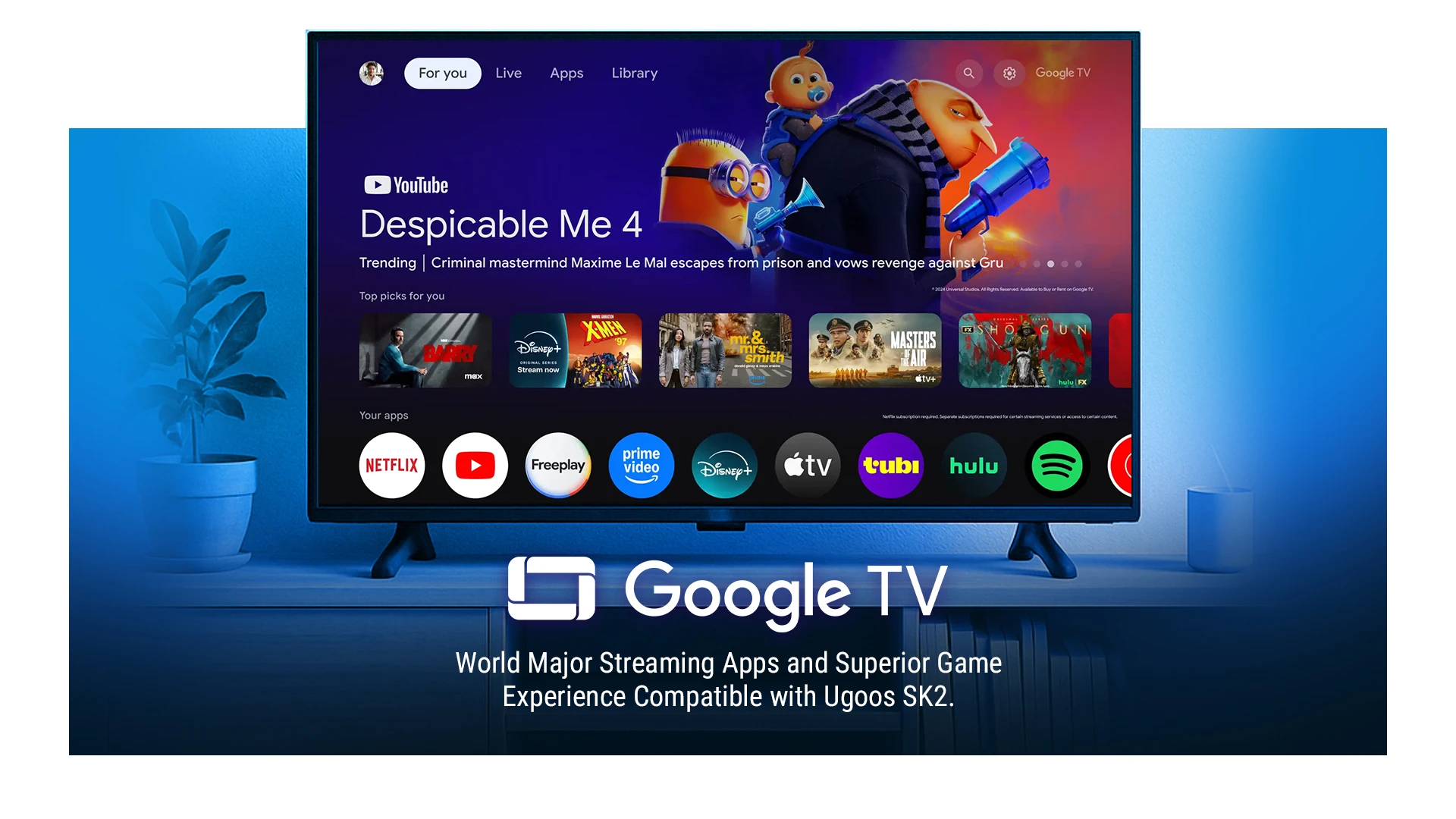 Ugoos SK2 스마트 TV 박스 안드로이드 12 ARM Cortex-A55 4GB 32GB Wifi6 BT5.2 100M 셋톱 박스 Dolby Widevine L1 DTS AV1 지원