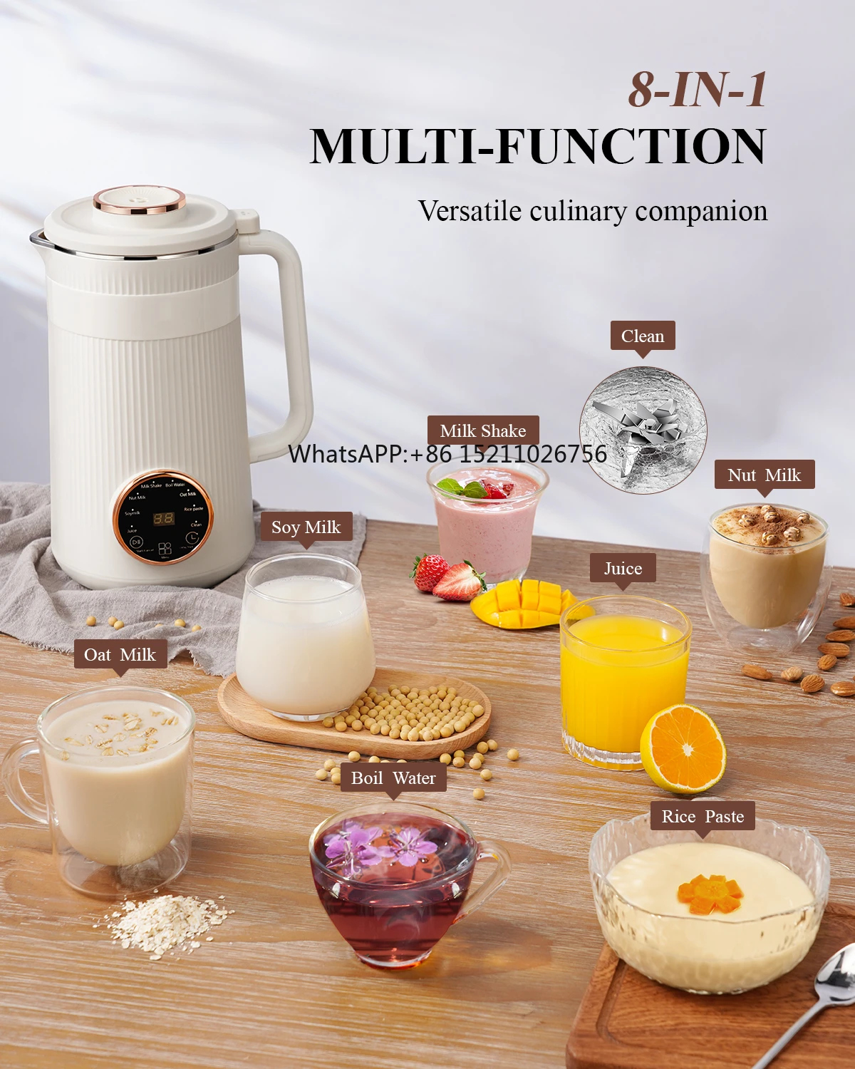 Factory 32oz Automatic Plant Based Soy Oat Milk Maker with High Temperature LCD Screen Nut Milk Machine