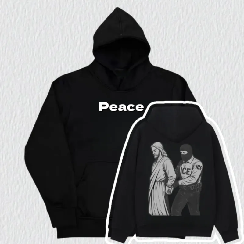 

2025 Autumn/Winter New American Street Elements No Kings Peaceful Creative Prints Pure Cotton Hoodies Casual Loose Hoodies