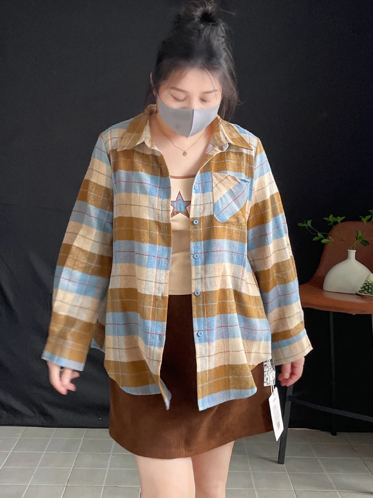 

Женская свободная удлиненная рубашка больших размеров на пуговицах с эффектом стройности, модная, трендовая, удобная