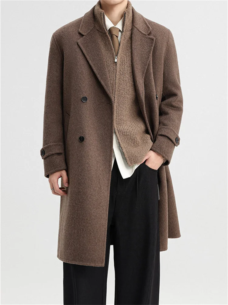 

Mid-Length Male Blazer Suit Jackets For Man Double-Breasted Luxury Man Jacket Wool-Blend Tweed Elegant Trench Coat Winter 2025