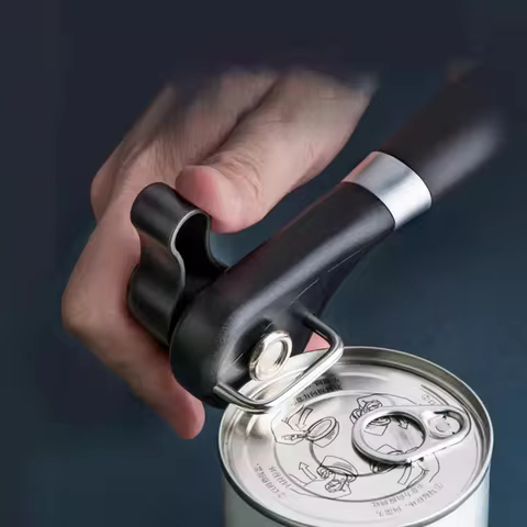 Smooth Edge Can Opener - Manual Handheld Tool with Easy Turn Knob, Stainless Steel for Safe Opening in Kitchen &amp; Restaurant