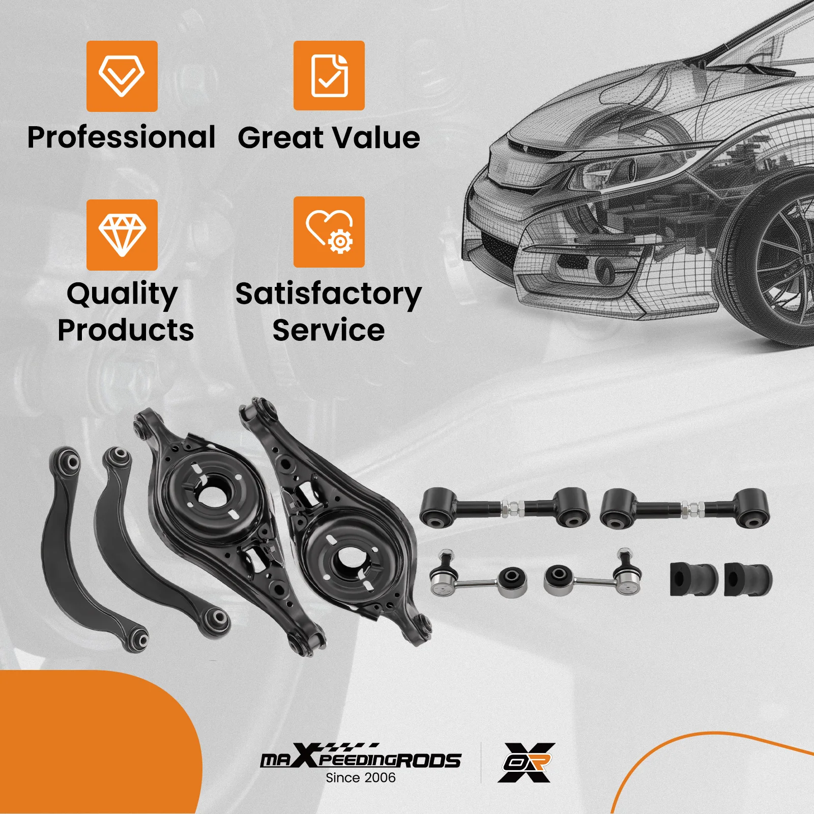 Hinterer Querlenkersatz für Mazda 6 G26A-28-300A Komplett mit Gummibuchsen Achslenker-Set – Detail 3