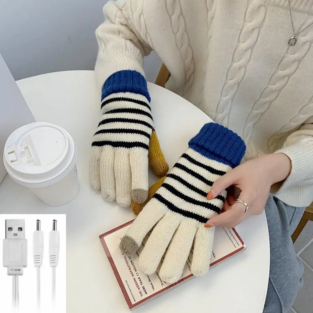 Women Gloves 1 Pair Useful Full Finger Super Soft  Double Sided Heating Motorcycle Gloves Riding Supplies