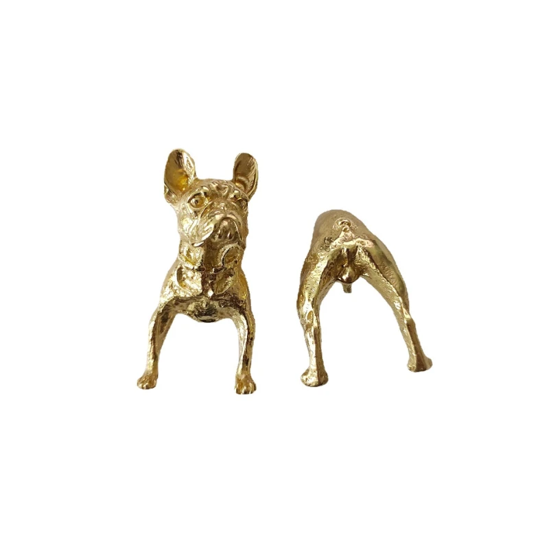 Solid Brass Animal Dog Head Dog Tail Single Hole Shoe Cabinet Bookshelf Wine Cabinet Drawer Handle