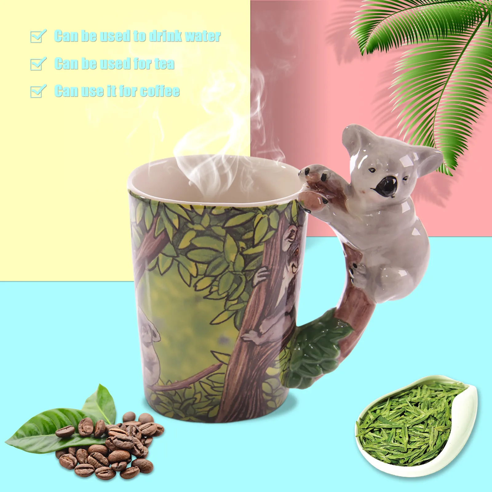 3D Stereoscopic Animal Ceramic Coffee Cup Office Afternoon Tea Mug Breakfast Milk Mug Home Decoration Frog Shape Water Cup