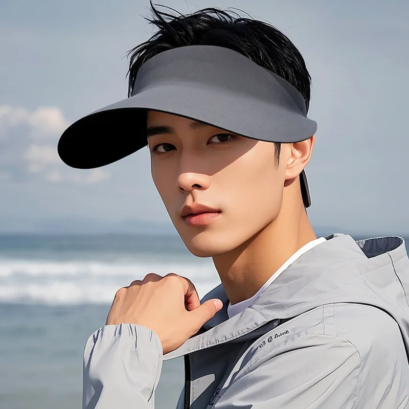 Men's Visor Hat with Oversized Head For Summer Outdoor Sports Travel Beach New Sunshade Breathable Folding Sun Hat