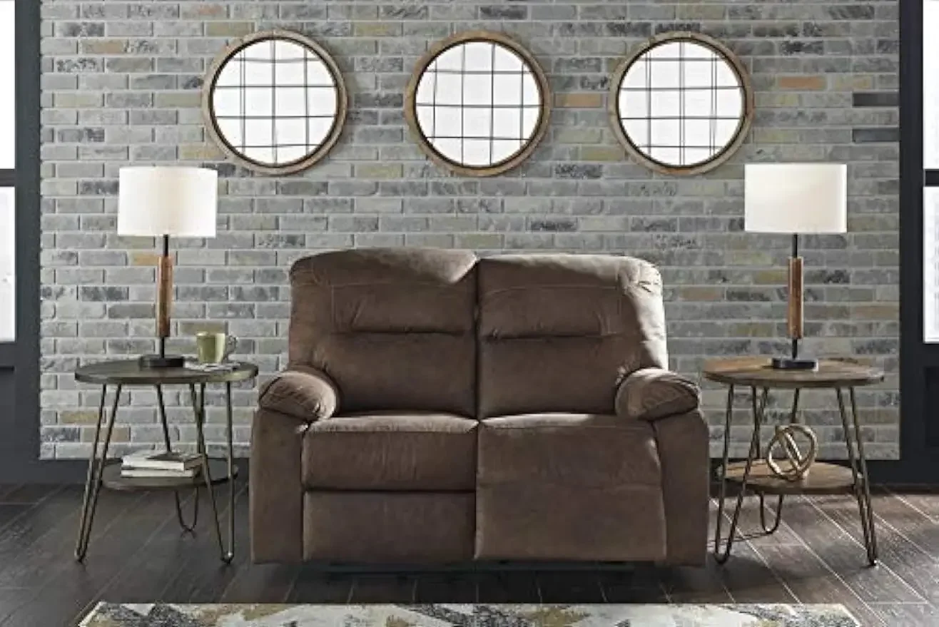 Signature Design by Ashley Bolzano Faux Leather Manual Reclining Loveseat, Brown